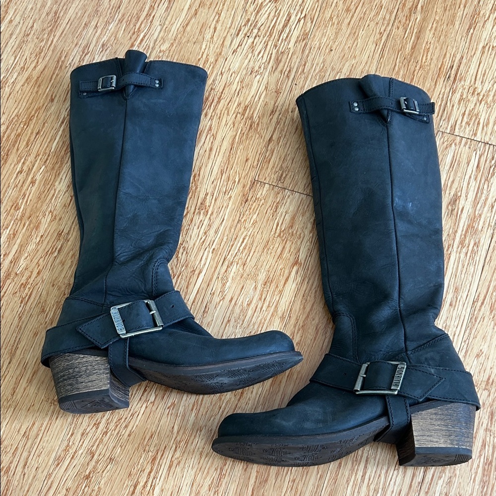 John Fluevog Black Leather Heeled Boots